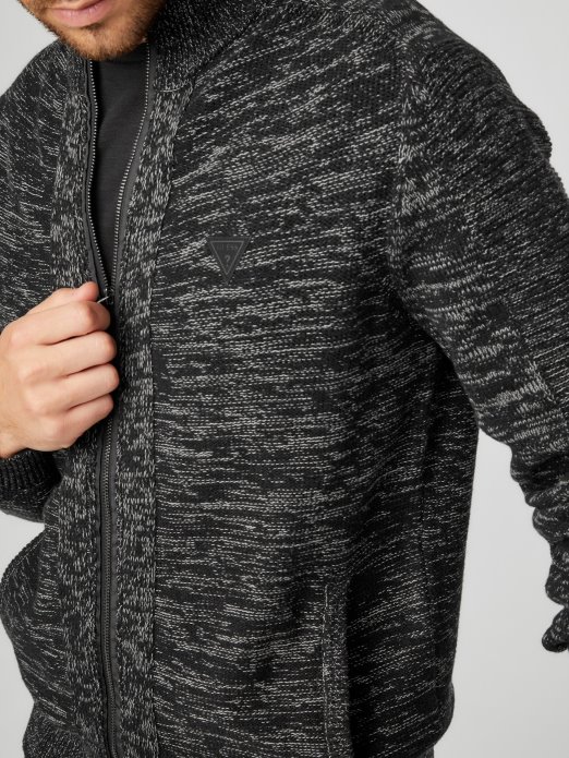 Guess Shopping Jet Crni Multi Chet Marled Džemper Lažnog Ovratnika