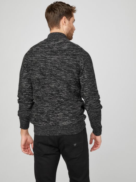 Guess Shopping Jet Crni Multi Chet Marled Džemper Lažnog Ovratnika