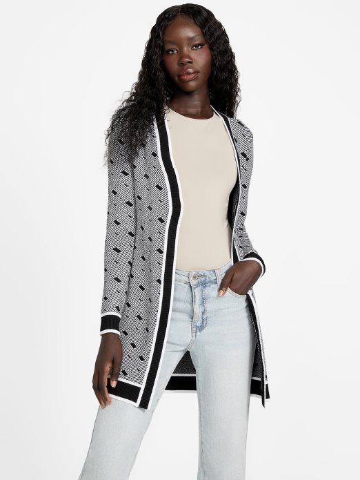 Guess Shopping Jet Crni Multi Eco Cachet Logo Kardigan