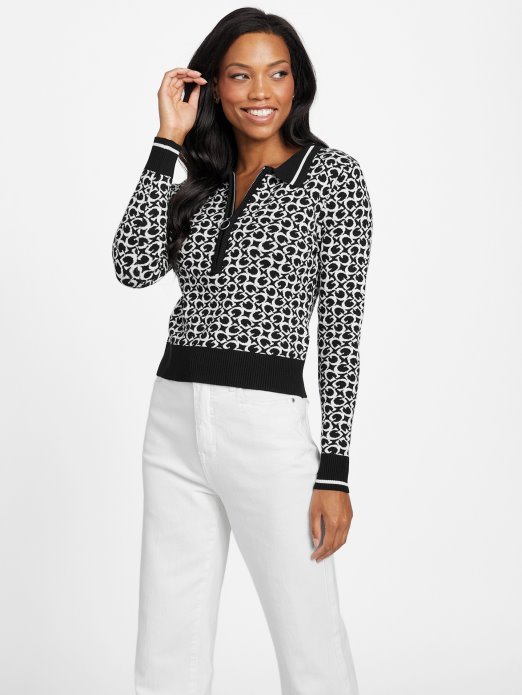 Guess Shopping Jet Crni Multi Eco Lohan Pulover S Logotype