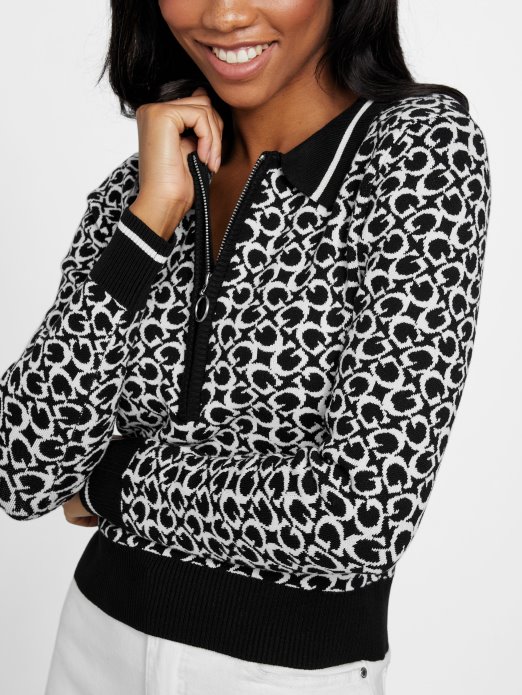 Guess Shopping Jet Crni Multi Eco Lohan Pulover S Logotype