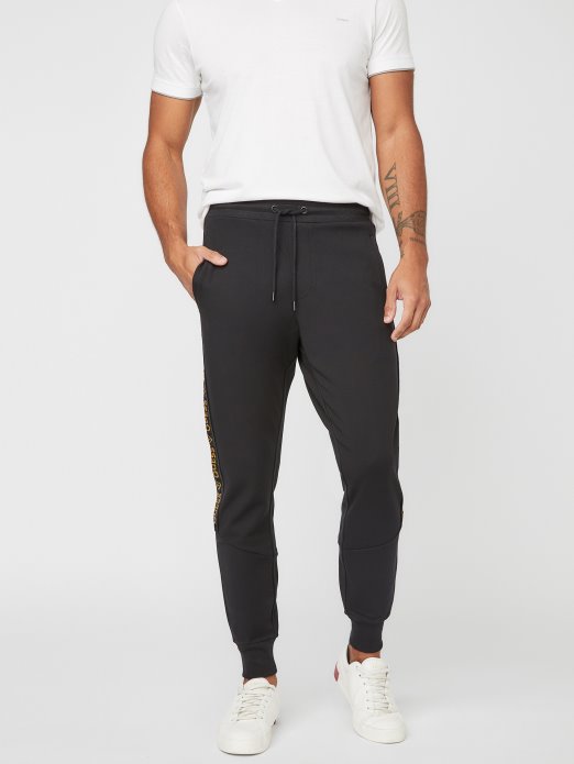 Guess Shopping Jon Logo Tape Joggers Jet Black