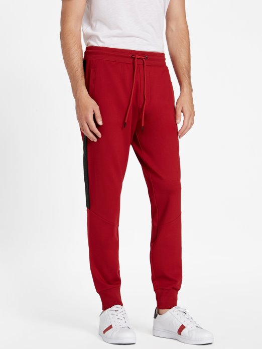 Guess Shopping Jon Logo Tape Joggers Red Noir