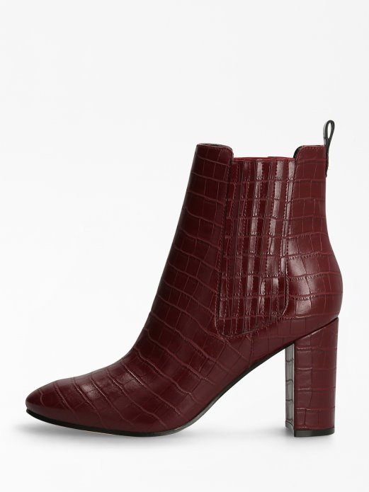 Guess Shopping Kaelyn Croc Print Bootie Crvena