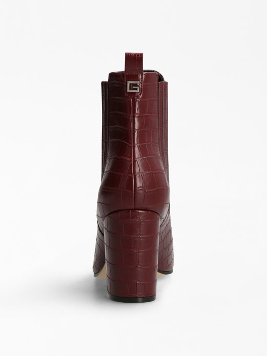 Guess Shopping Kaelyn Croc Print Bootie Crvena