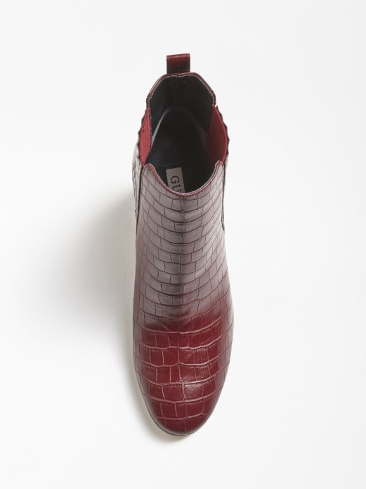Guess Shopping Kaelyn Croc Print Bootie Crvena