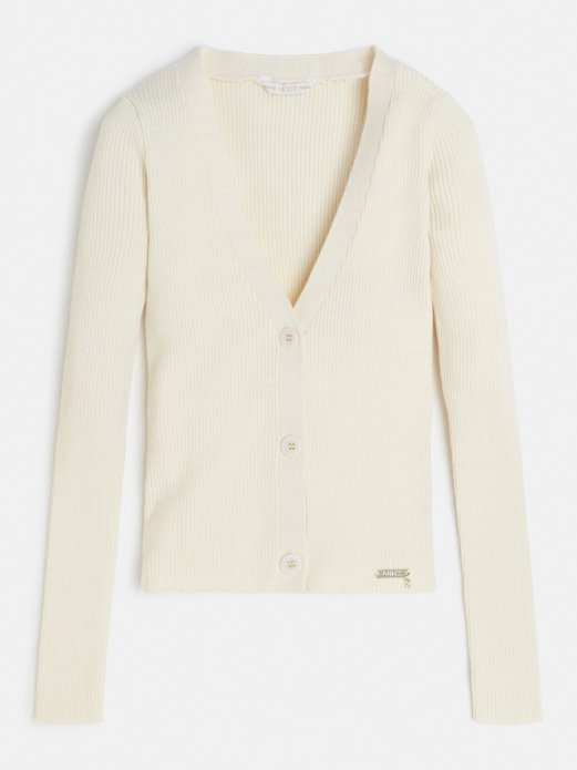 Guess Shopping Kardigan Krema Od Mješavine Viskoze