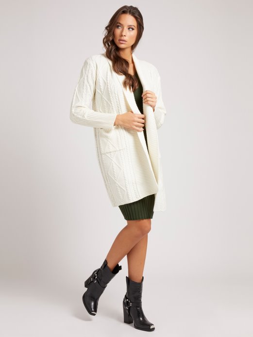 Guess Shopping Kardigan Od Mješavine Vune Bijeli