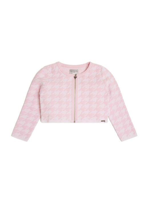 Guess Shopping Kardigan S Patentnim Zatvaračem U Obliku Ptičje Zubice (7-14) Ružičasto-bijeli Pied De Po