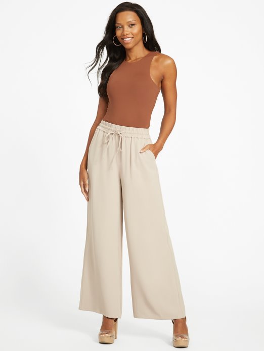 Guess Shopping Kennedy Hlače širokih Nogavica Baršun Taupe