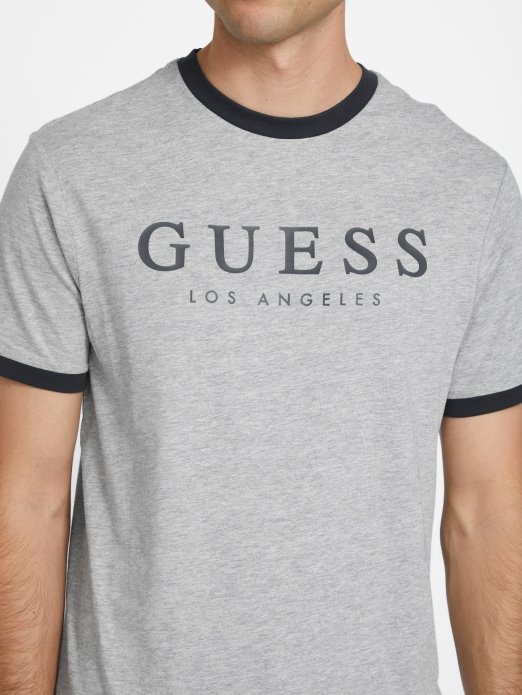 Guess Shopping Kirk Logo Majica S Okruglim Izrezom Svijetlo Melanž Siva