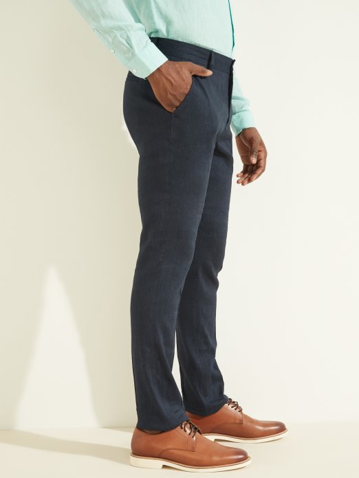 Guess Shopping Klasični Chino Hlače Svileno Plave