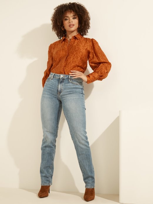 Guess Shopping Košulja S životinjskim Printom Narančasta