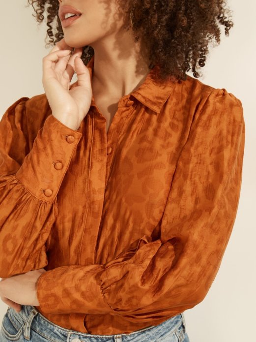 Guess Shopping Košulja S životinjskim Printom Narančasta