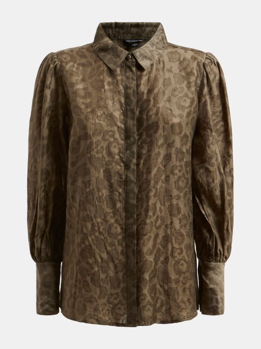 Guess Shopping Košulja Sa životinjskim Printom Zelena