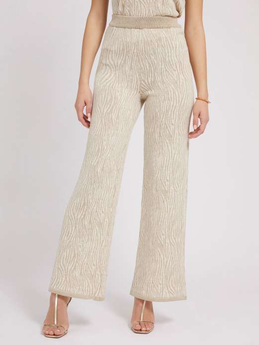 Guess Shopping Krema Džemper S životinjskim Efektom Hlače