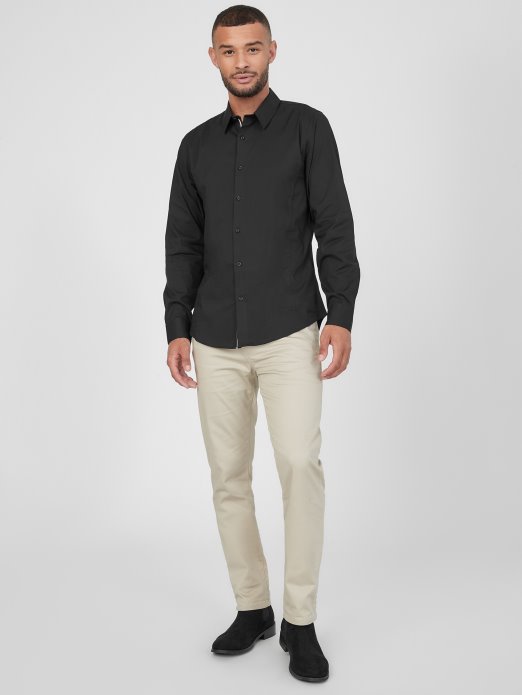 Guess Shopping Ledger Hlače Od Satena Sand Kaki