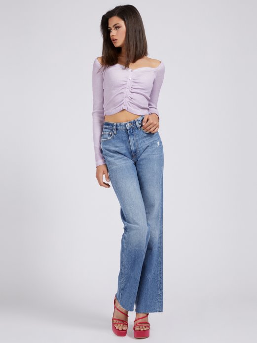 Guess Shopping Lila Vrh Za Kopčanje Gumba