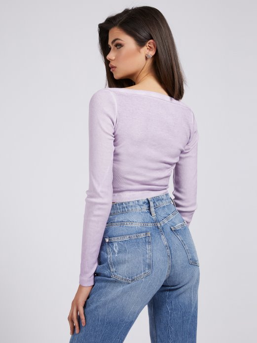 Guess Shopping Lila Vrh Za Kopčanje Gumba