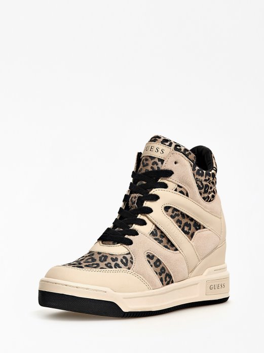 Guess Shopping Lisa Animalier Visoke Tenisice Crne