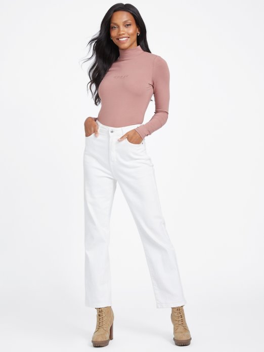 Guess Shopping Liver Chestnut Sydni Mock Neck Top