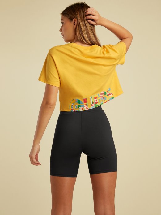 Guess Shopping Logo Prednji Crop Top žuti