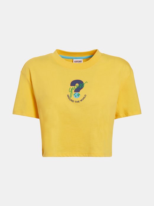 Guess Shopping Logo Prednji Crop Top žuti