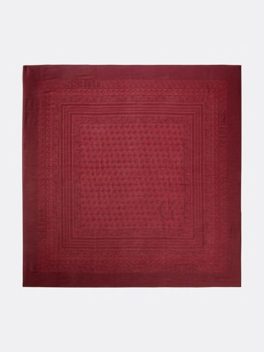 Guess Shopping Logo Script Geometrijski šal Crveni