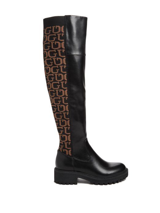 Guess Shopping Logo Visoke čizme Crne1