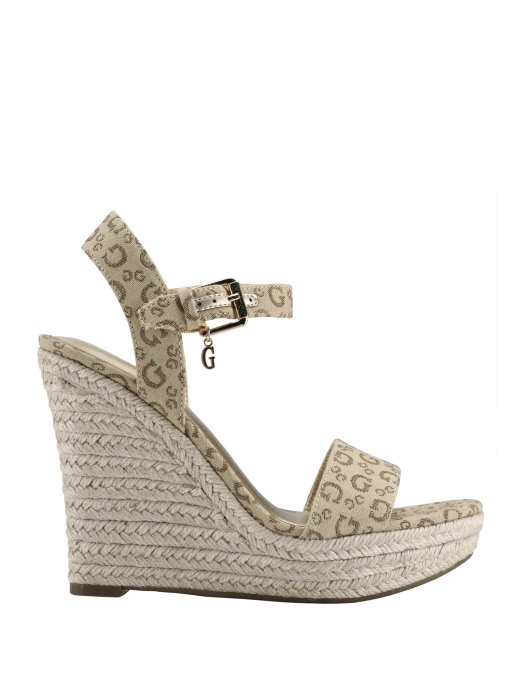 Guess Shopping Lt Smeđe Tracey Logo Espadrile Klinovi