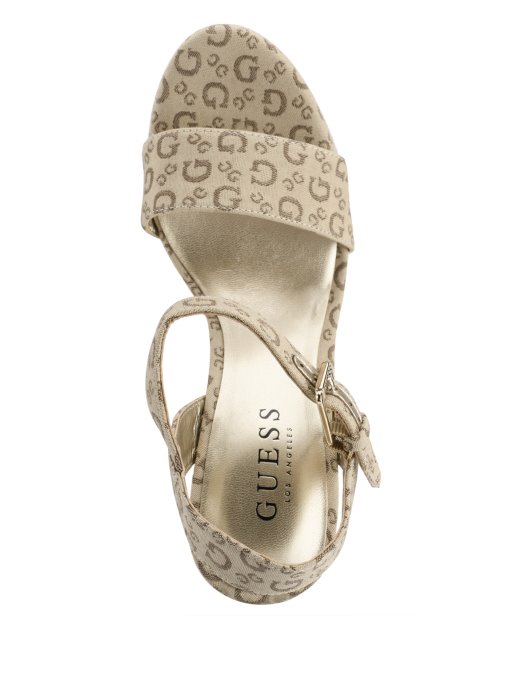 Guess Shopping Lt Smeđe Tracey Logo Espadrile Klinovi