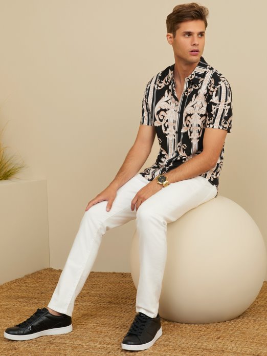 Guess Shopping Luis Barokna Košulja Jet Crna