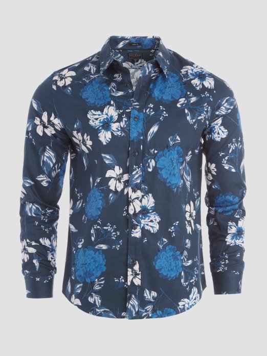 Guess Shopping Luxe Kamelija Kaskadna Košulja Kamelija Kaskadno Plava