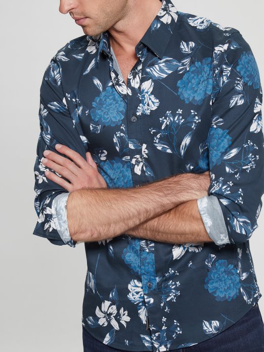 Guess Shopping Luxe Kamelija Kaskadna Košulja Kamelija Kaskadno Plava