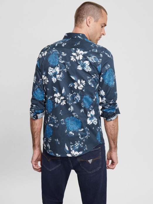 Guess Shopping Luxe Kamelija Kaskadna Košulja Kamelija Kaskadno Plava