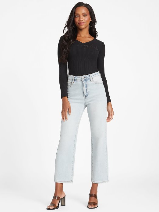 Guess Shopping Mabel Rhinestone Logo Gornja Strana Jet Crna