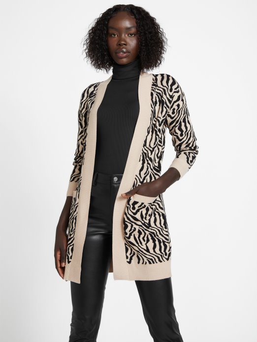 Guess Shopping Madam Zebra Printed Kardigan Mocassin Multi