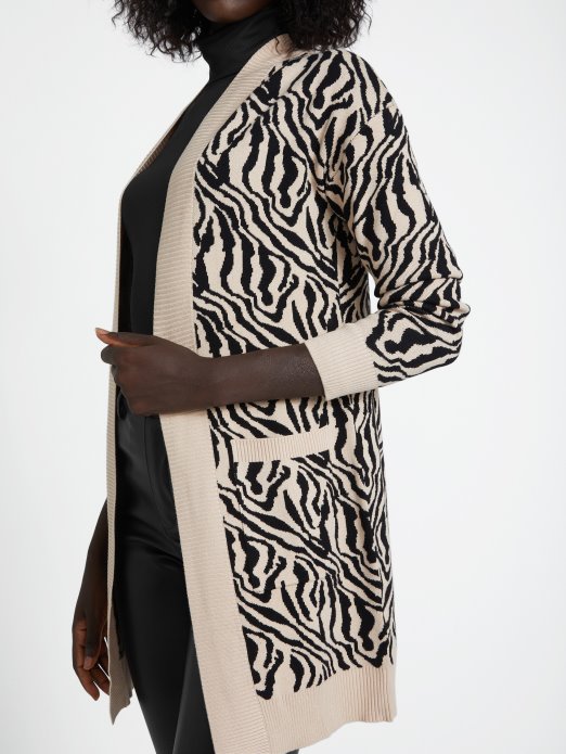 Guess Shopping Madam Zebra Printed Kardigan Mocassin Multi