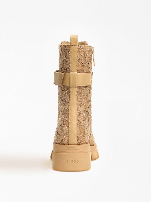 Guess Shopping Madox čipkaste Gležnjače Bež