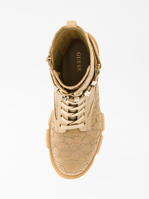 Guess Shopping Madox čipkaste Gležnjače Bež