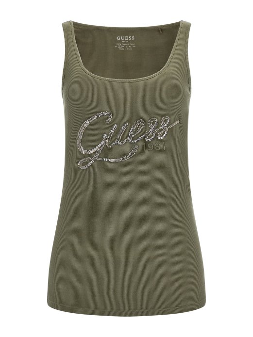 Guess Shopping Majica Bez Rukava S Logotipom Od štrasa