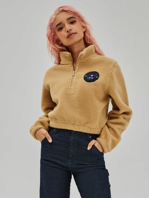 Guess Shopping Majica S Prednjim Logotipom Bež