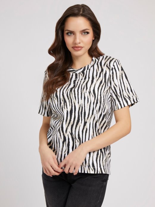 Guess Shopping Majica S Printom Zebre Animalier