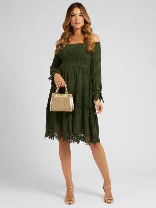 Guess Shopping Makrame Haljina S Otvorenim Ramenima Zelena
