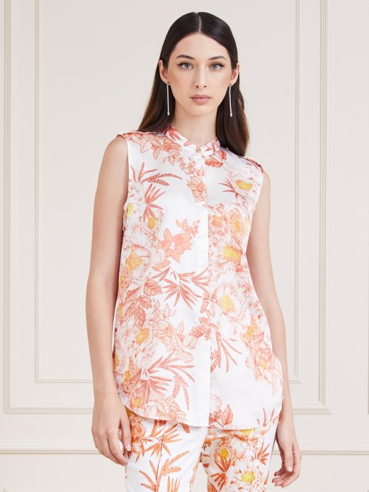 Guess Shopping Marciano All Over Print Shirt Narančasta