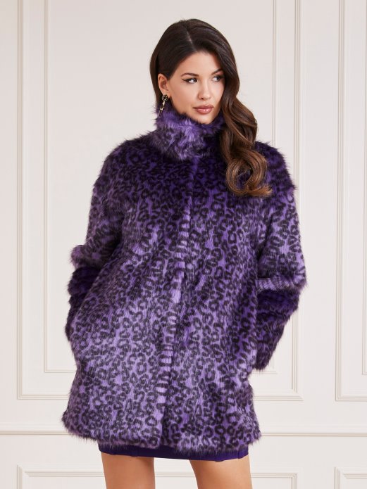 Guess Shopping Marciano Kaput Od Umjetnog Krzna Ljubičasta