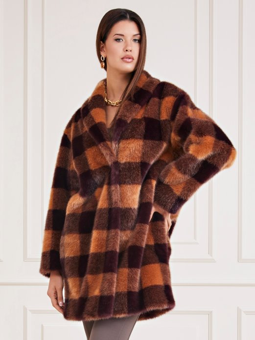 Guess Shopping Marciano Kaput Od Umjetnog Krzna Smeđa Multi