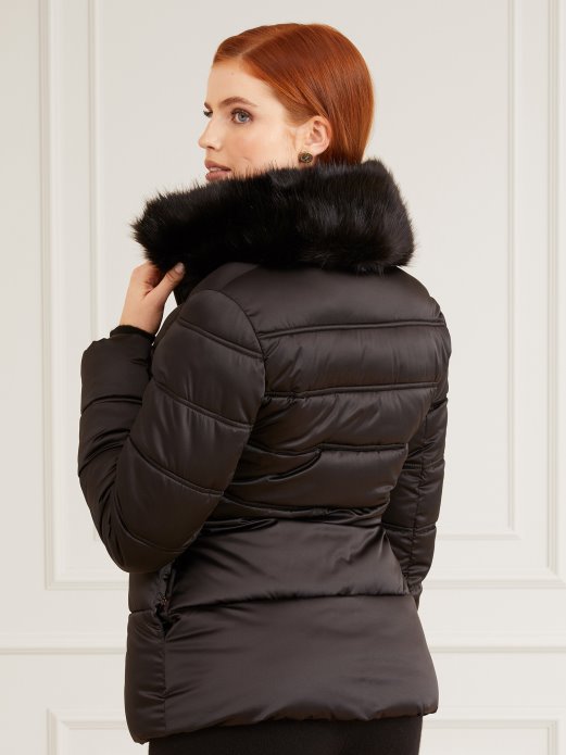 Guess Shopping Marciano Podstavljena Satenska Jakna Crna