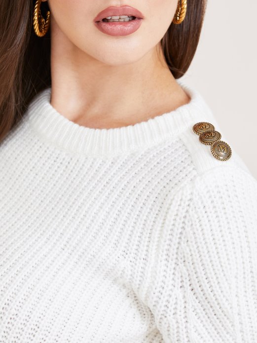 Guess Shopping Marciano Pulover Od Mješavine Vune Bijeli