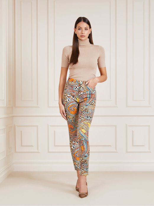 Guess Shopping Marciano Skinny Fit Traper Hlače S Višebojnim Uzorkom